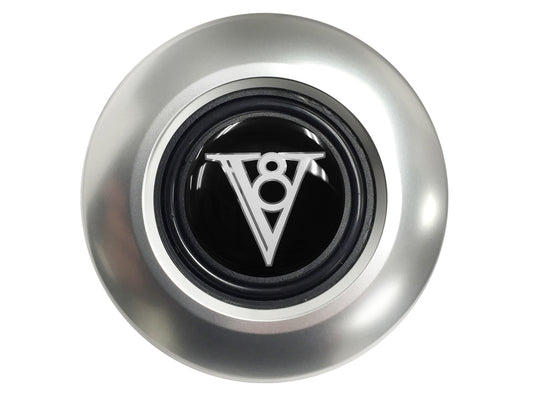 6-Bolt Satin Steering Wheel Covert Horn Button, Art Deco V8