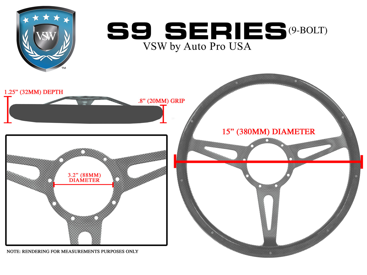 15" Classic Deluxe Wood 9-Bolt Steering Wheel LimeWorks Kit