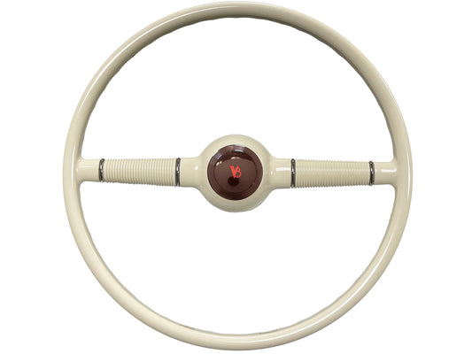 16" Forty White Steering Wheel with V8 Horn Cap