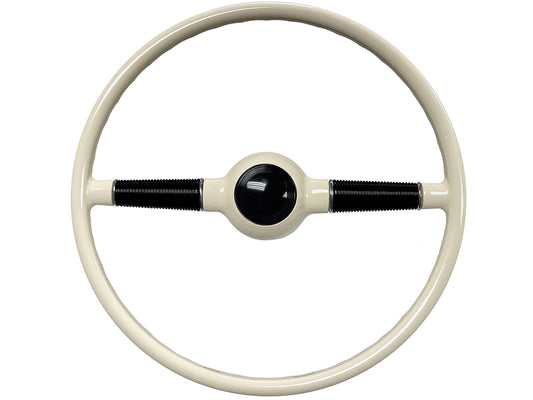 16" Forty White Steering Wheel Kit, Black Spokes