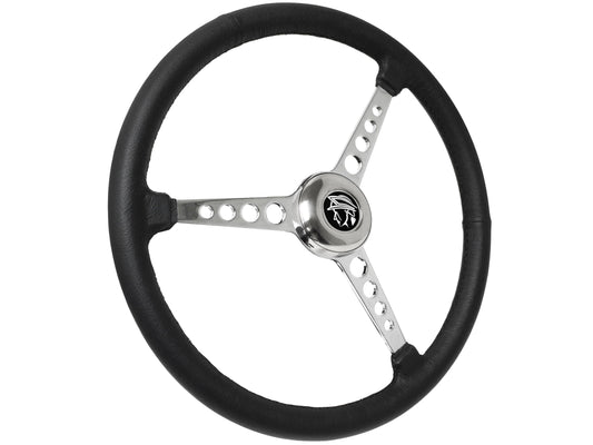 15" Leather 3-Bolt Sprint Steering Wheel Mercury Head Kit, 3-Spoke with Holes