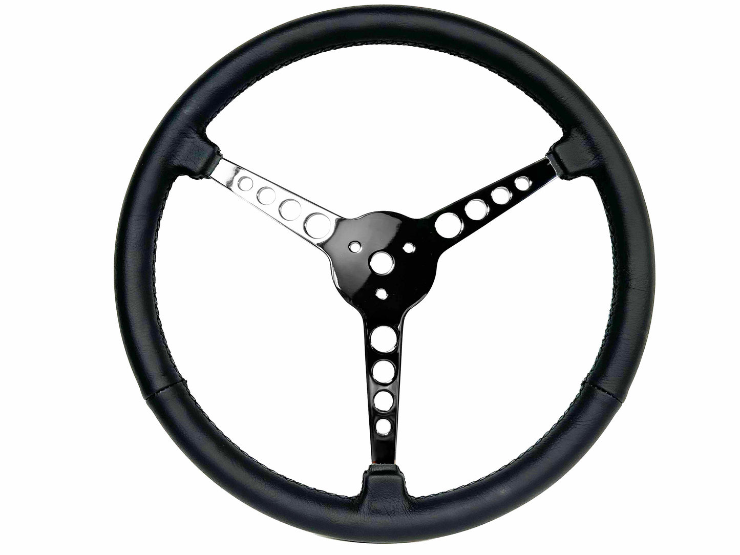 15" Leather 3-Bolt Sprint Steering Wheel LimeWorks Kit, 3-Spoke with Holes