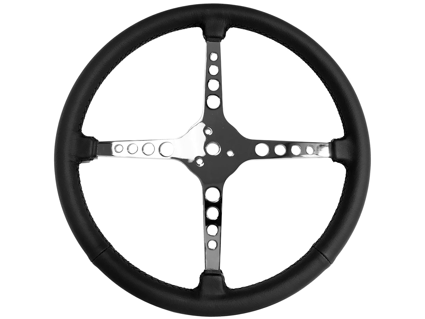 15" Leather 3-Bolt Sprint Steering Wheel LimeWorks Kit, 4-Spoke with Holes