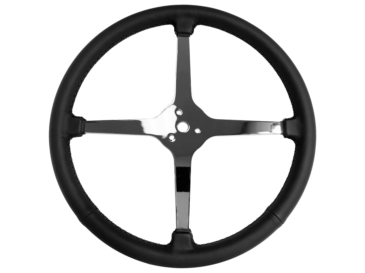 15" Leather 3-Bolt Sprint Steering Wheel LimeWorks Kit, Solid 4-Spoke