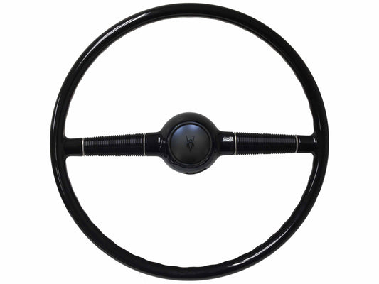 16" Forty Black Steering Wheel Kit with Embossed Ford V8 Horn Cap