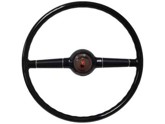 16" Forty Black Steering Wheel Kit with Brown Ford V8 Horn Cap