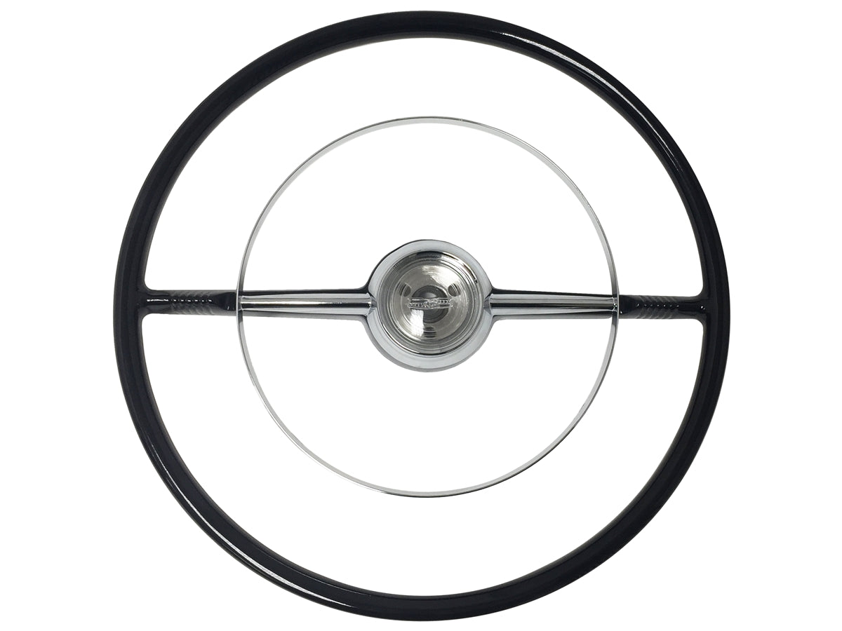 1953-54 Chevy Black Steering Wheel Kit, '54 Style Horn Cap