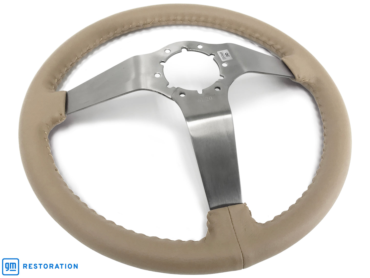 14" Tan Leather Steering Wheel, 6-Bolt Solid Stainless Steel Spokes