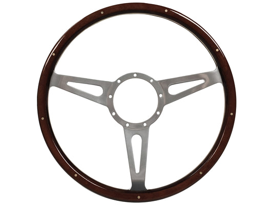 15" Deluxe Espresso Stained Riveted Wood 9-Bolt Steering Wheel