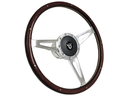 15" Espresso Wood 9-Bolt Steering Wheel Hot Rod V8 Kit