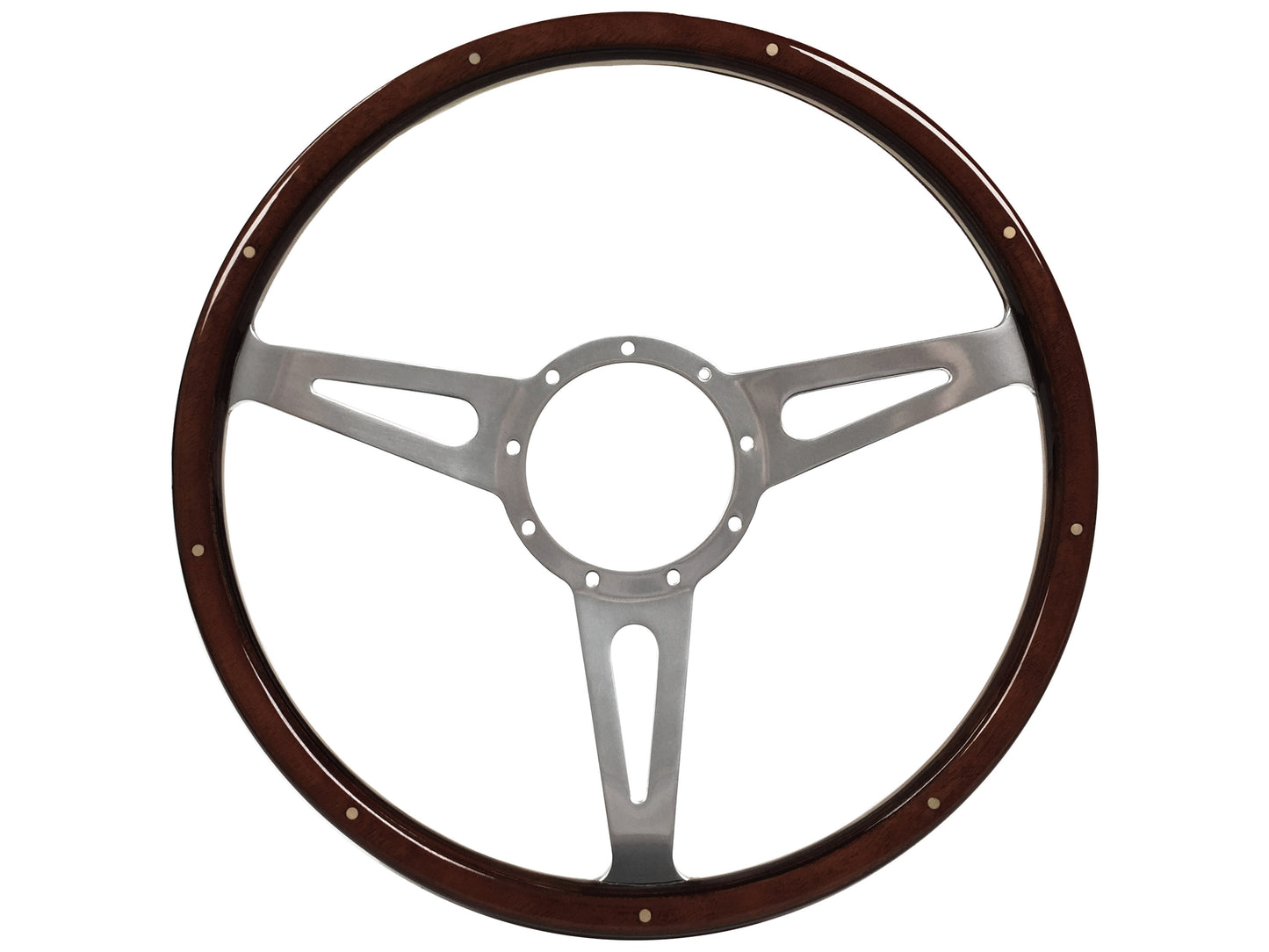 15" Classic Espresso Stained Wood 9-Bolt Steering Wheel Ford Script Kit