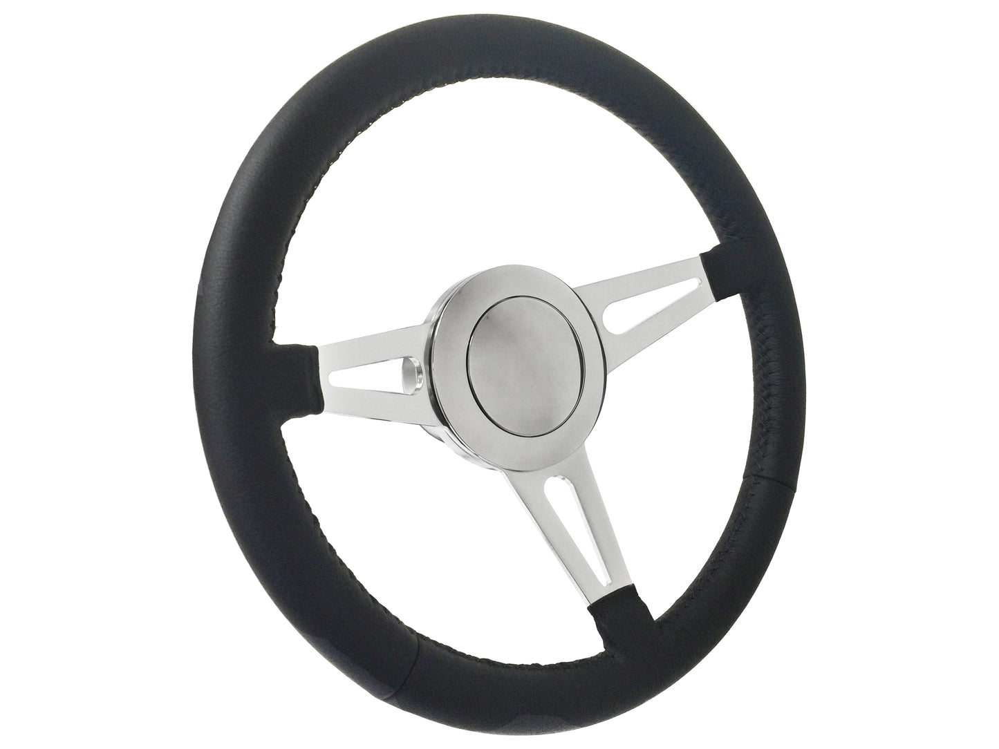 14" Leather 9-Bolt Steering Wheel Covert Kit, Slotted 3-Spoke