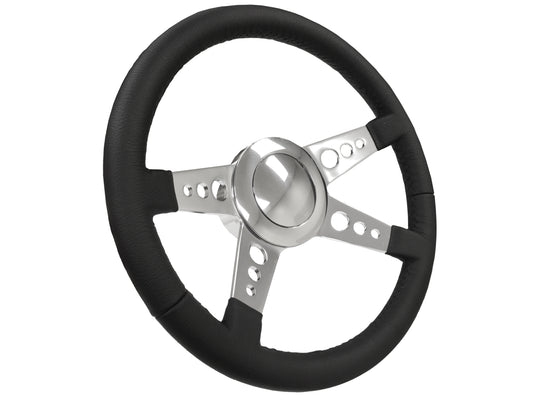 14" Leather 9-Bolt Steering Wheel Covert Kit, 4-Spoke Holes