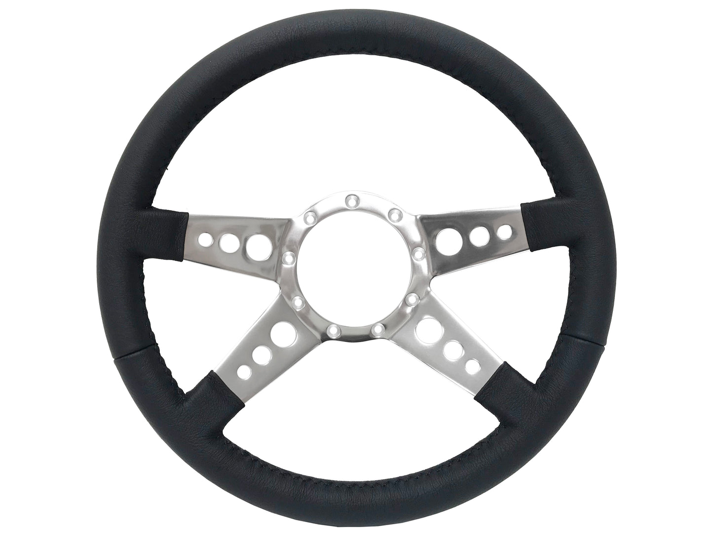 14" Leather 9-Bolt Steering Wheel Covert Kit, 4-Spoke Holes