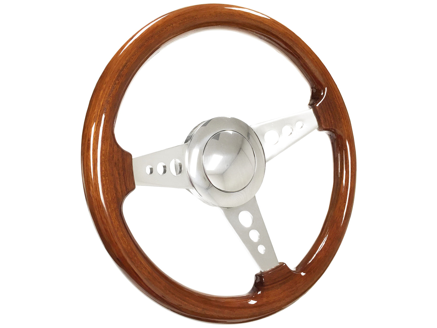 14" Walnut Wood 9-Bolt Steering Wheel Covert Kit, 3-Spoke Holes