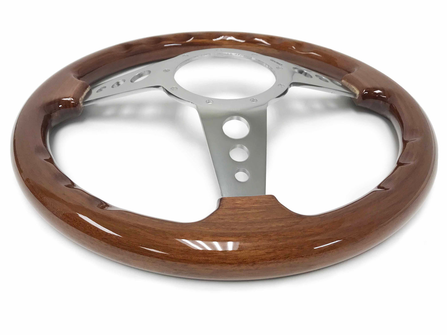 14" Walnut Wood 9-Bolt Steering Wheel Covert Kit, 3-Spoke Holes