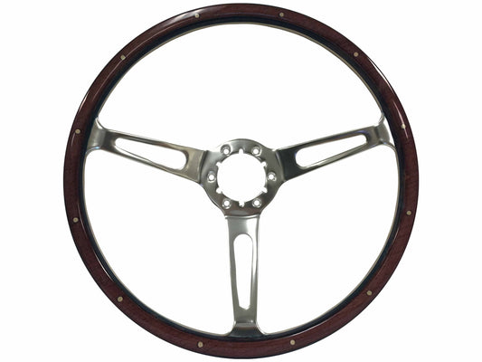 15" Classic Deluxe Espresso Wood Steering Wheel with Rivets