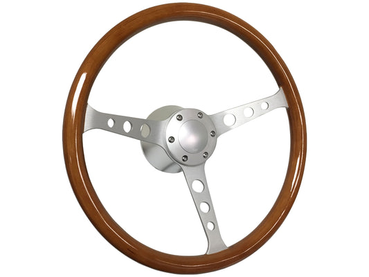 15" Classic Walnut Wood 6-Bolt Steering Wheel Kit