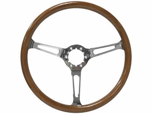 Classic Wood Walnut Chrome Center Steering Wheel, ST3579