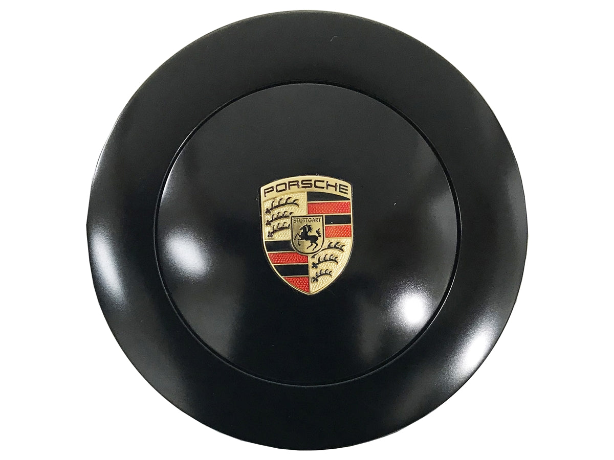 LimeWorks 9-Bolt Black Covert Horn Button with Porsche Emblem