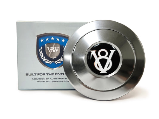 VSW 9-Bolt Billet Horn Button, Hot Rod V8 Gel Emblem