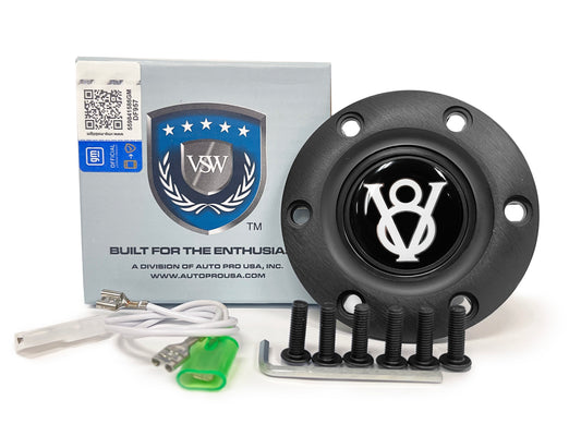 VSW 6-Bolt Black Horn Button with Hot Rod V8 Gel Emblem