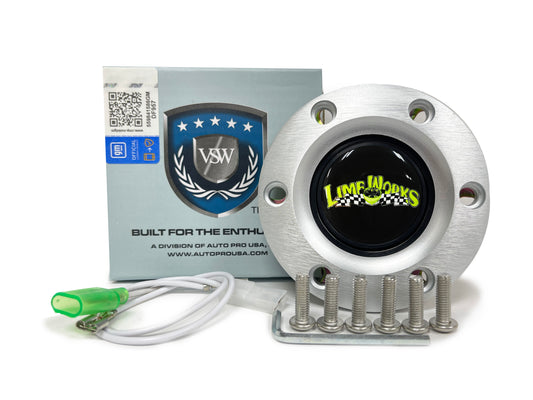 VSW 6-Bolt Brushed Horn Button, LimeWorks Gel Emblem