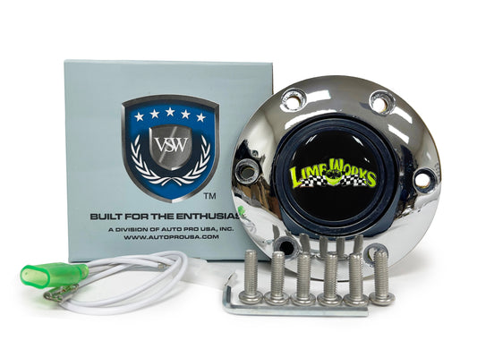 VSW 6-Bolt Chrome Horn Button, LimeWorks Emblem