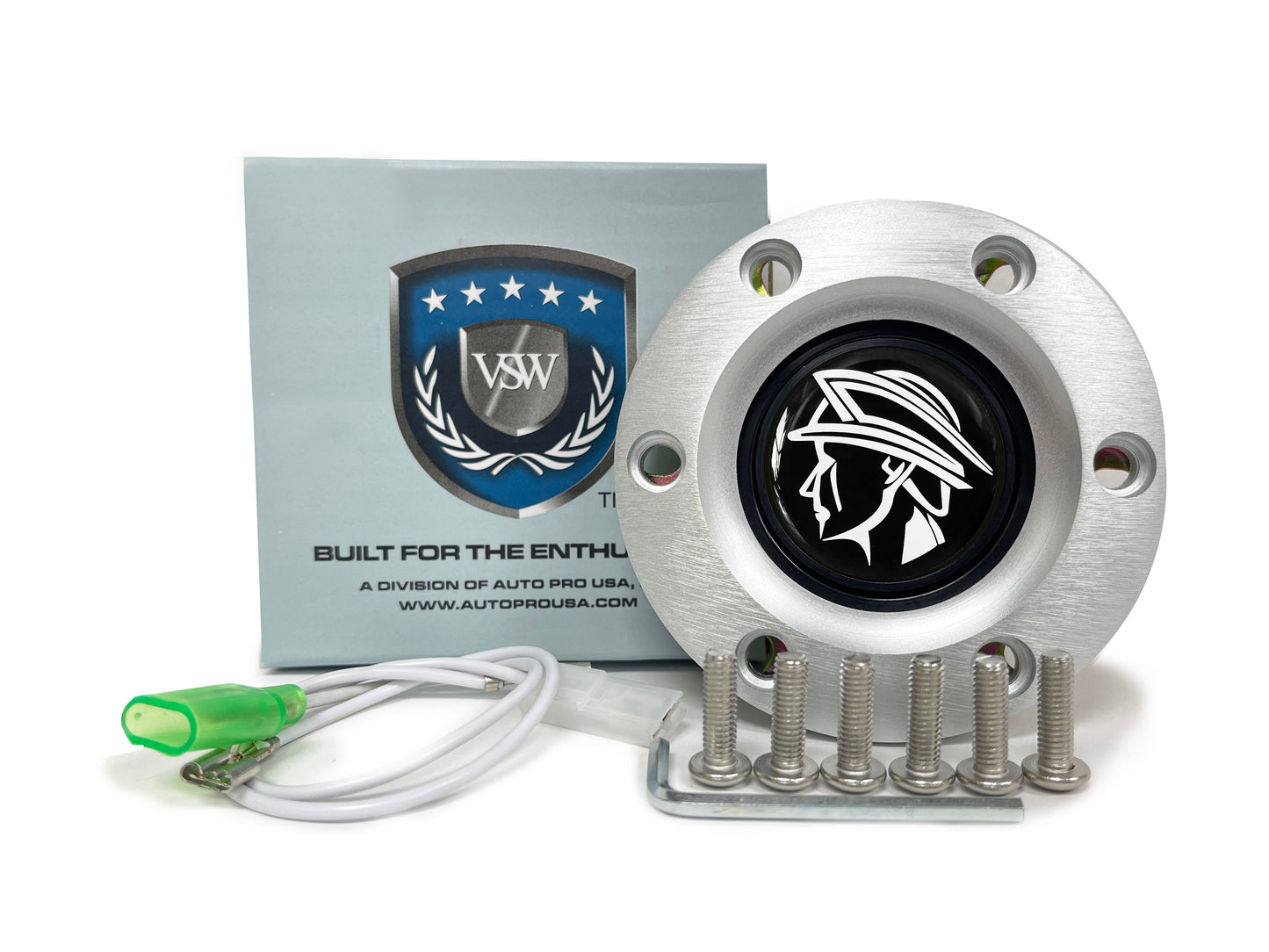 VSW 6-Bolt Brushed Horn Button, Mercury Head Gel Emblem